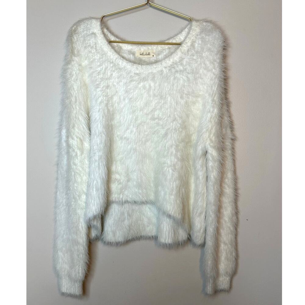 Bella Dahl White Fuzzy Relaxed Sweater M